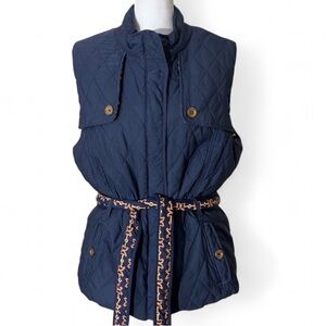 Lilly Pulitzer Hana Reversible Quilted Vest in Navy Horsebit pattern size Medium